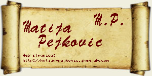 Matija Pejković vizit kartica